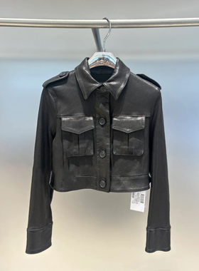 IRO oir【王子文同款】黑色皮衣短款长袖法式酷飒25早春新款