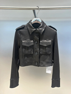 IRO oir【王子文同款】黑色皮衣短款长袖法式酷飒25早春新款