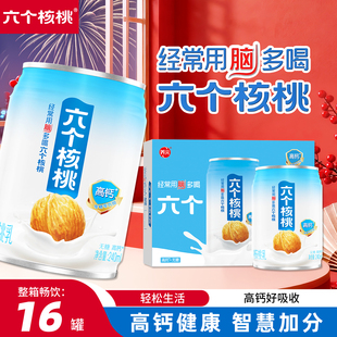 【官方正品】六个核桃无糖高钙核桃乳240ml*16罐植物蛋白饮料整箱