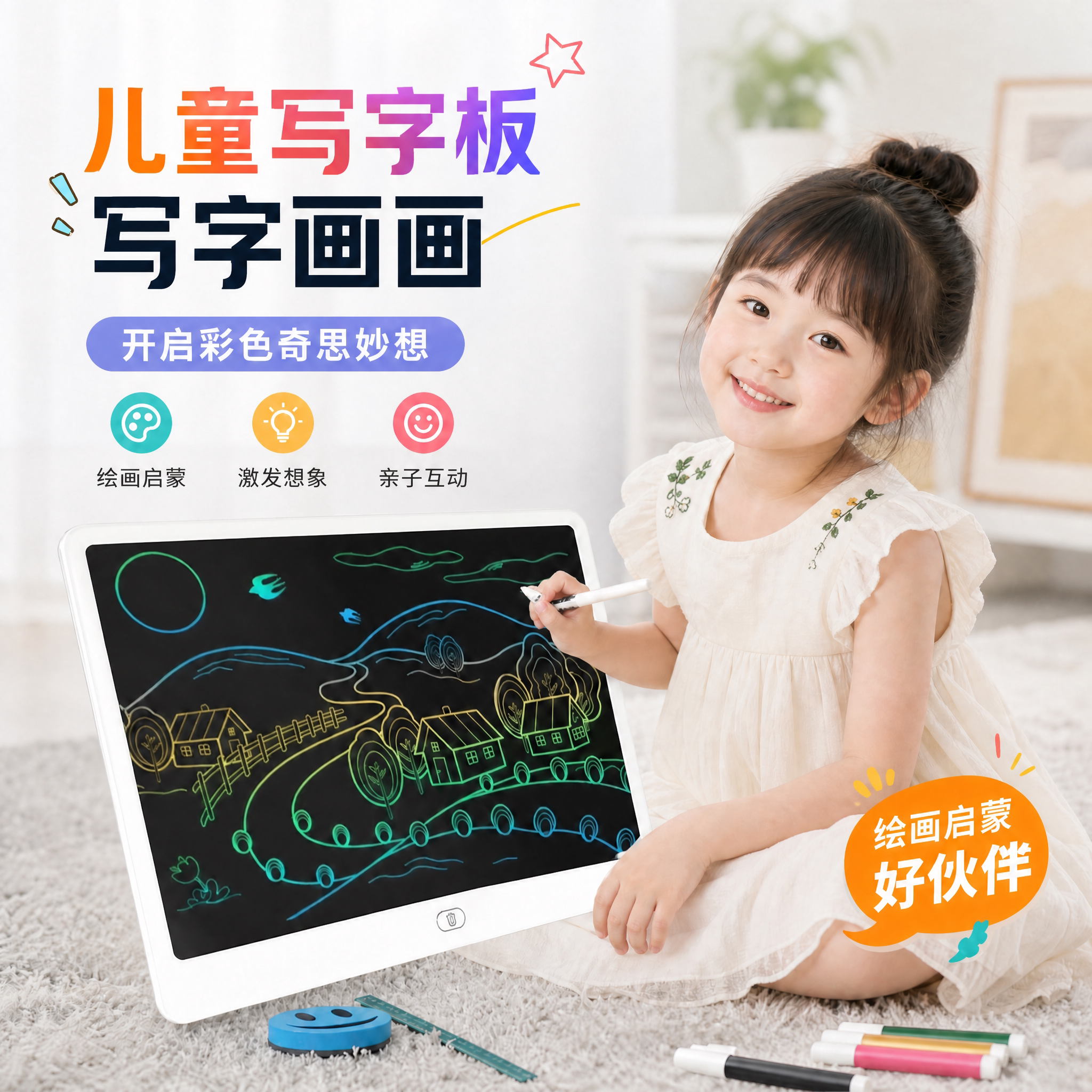 初开儿童大号写字板磁性液晶电子屏可擦可消除宝宝涂鸦手写绘画板