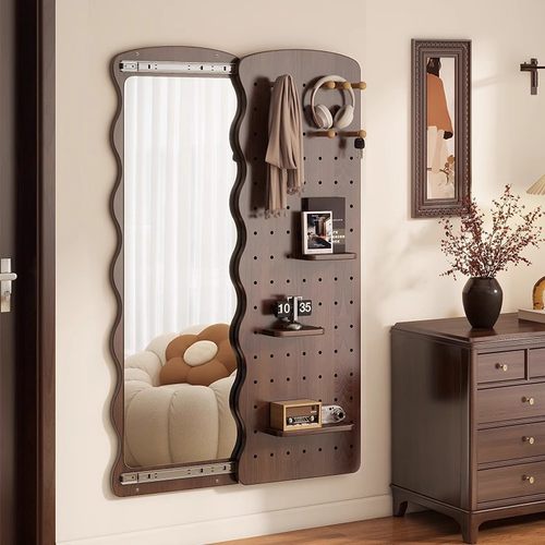 隐形推拉木质洞洞板全身镜