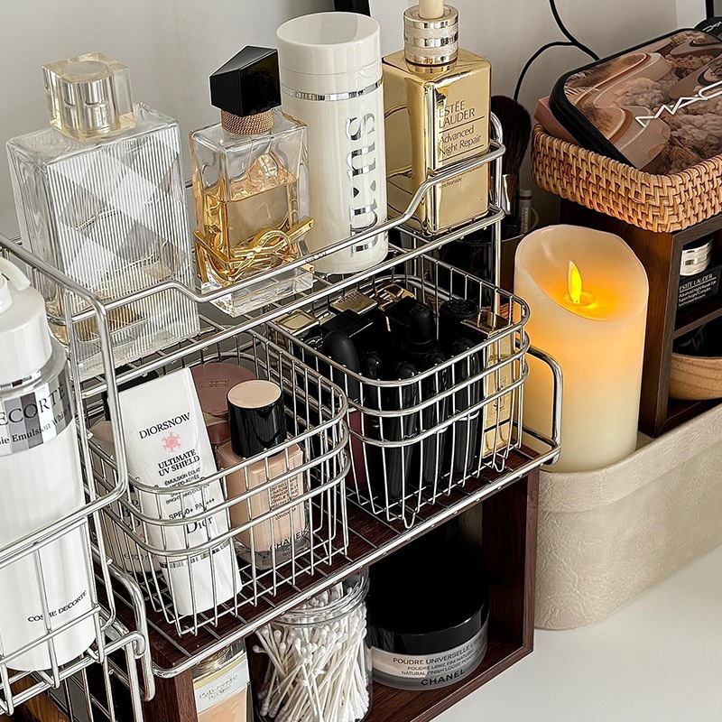 护肤品收纳架不锈钢ins桌面