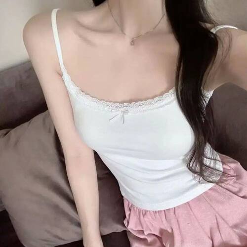 蕾丝花边美背吊带带胸垫背心上衣
