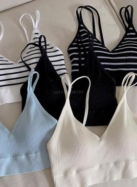 无钢圈V领坑条吊带背心V-neck bandeau with underwired camisole