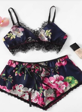 Sexy lace suspender shorts suit女士性感蕾丝 吊带短裤睡衣套装