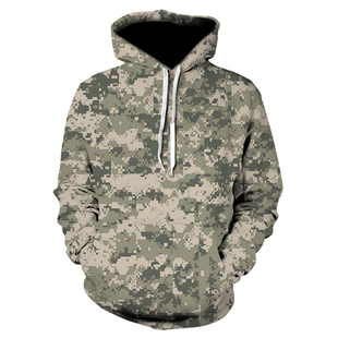 Camo printed long sleeved hoodie sweater迷彩印花长袖连帽卫衣