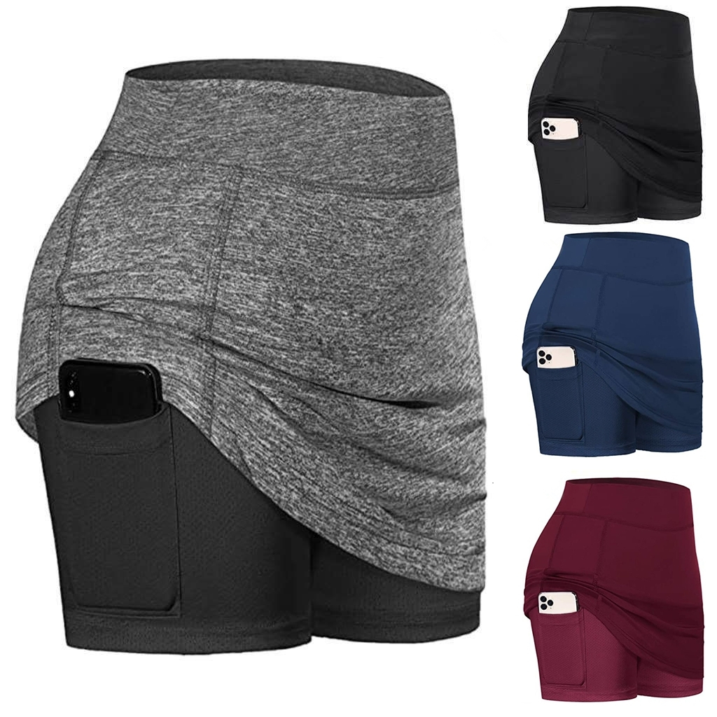 Women's casual stretch fitness shorts 双层网纱款弹力健身短裤