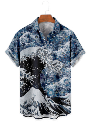 浮世绘印花男士短袖衬衫