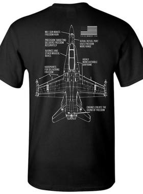 Airplane drawing print short sleeve T-shirt飞机图纸印花男T恤