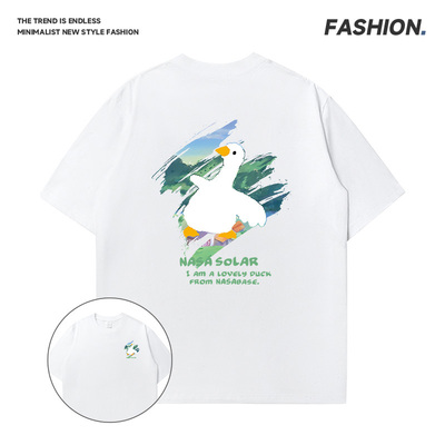 夏季时尚宽松基础休闲打底重磅透气潮流纯棉短袖T恤36