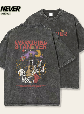 灵魂乐手 STA NEVER 设计师品牌 夏季美式复古摇滚水洗短袖T恤