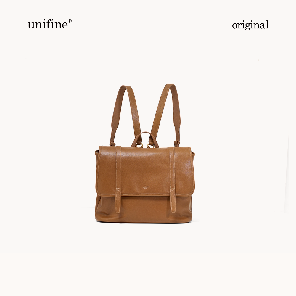 unifine川行复古邮差双肩包女秋冬新款大容量背包牛皮单肩斜挎包