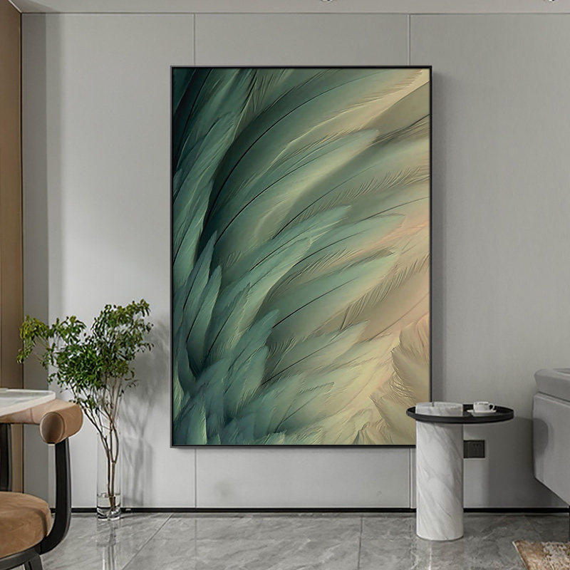 2026新款玄关轻奢高端装饰画现代简约客厅创意挂画走廊过道羽毛画