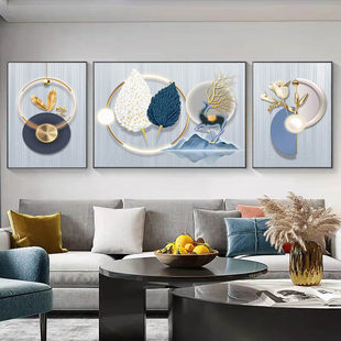 客厅三联设计装饰画立体艺术晶瓷镶钻，加厚铝合金实物晶瓷装饰画