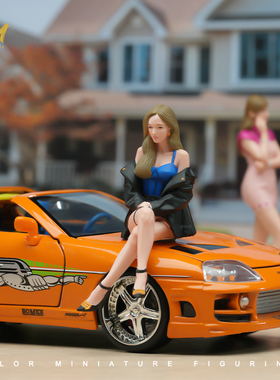 VM 1/18/24 坐姿女郎 精涂 微缩场景模型搭配手工涂装小人偶