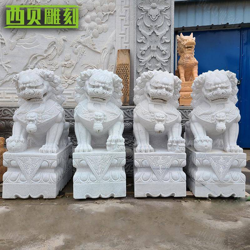 石狮子雕塑供应现货石雕中国狮厂家销售大理石天安门石狮子