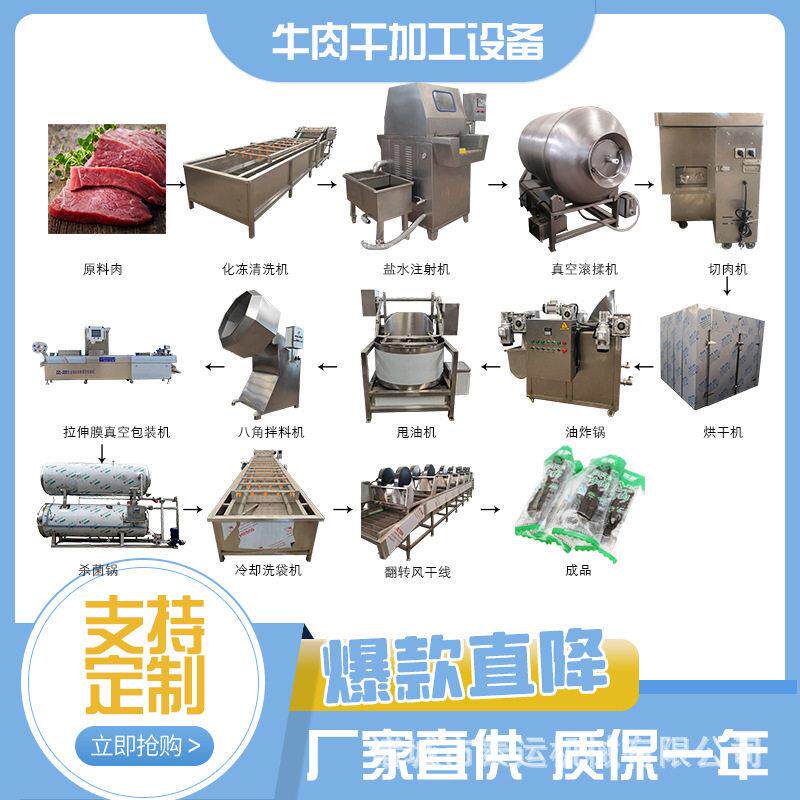 五香麻辣肉干加工成套设备牛肉干烘烤设备甘孜牛干巴加工设备