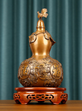 铜欣祥紫铜葫芦摆件五福葫芦家居客厅玄关装饰品乔迁商务贺喜礼品