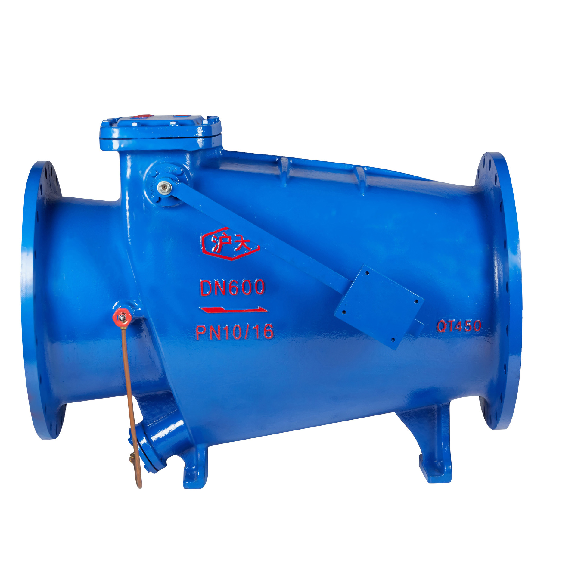 沪天阀门工厂球墨铸铁带重锤微阻缓闭止回阀HH44X污水管道止回阀