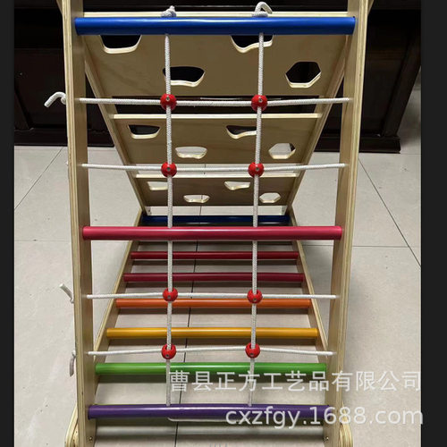 儿童攀爬架室内木制幼儿园爬爬梯网格攀爬架宝宝平衡感统训练玩具