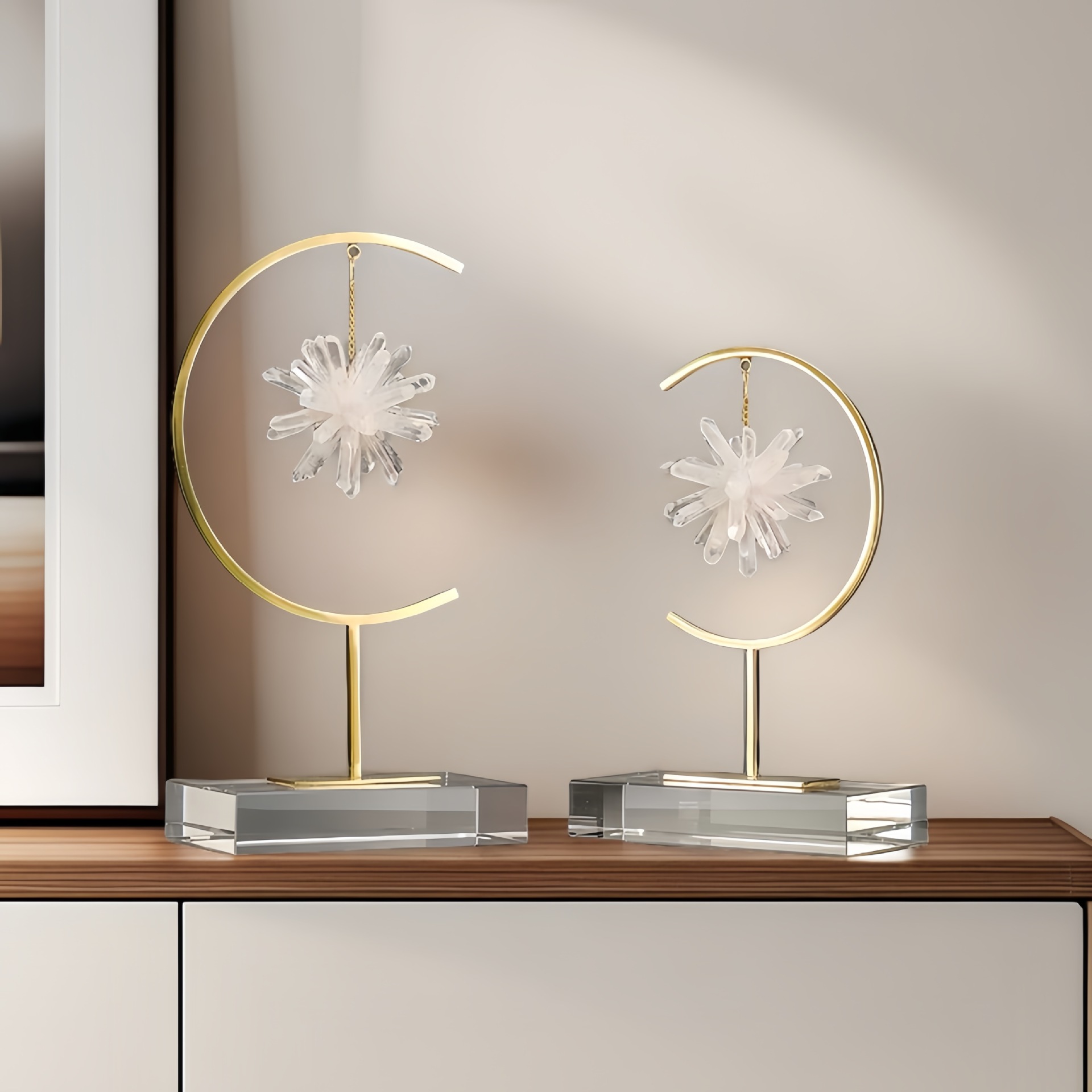 高档轻奢现代欧式天然水晶石饰品样板房家居装饰客厅玄关创意摆件