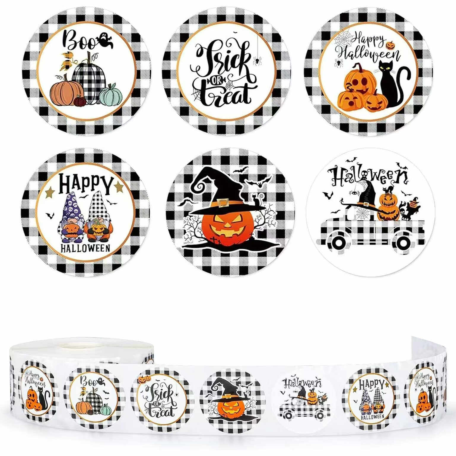 卡通创意万圣节南瓜贴纸节日氛围装扮糖果盒装饰圆形小贴画