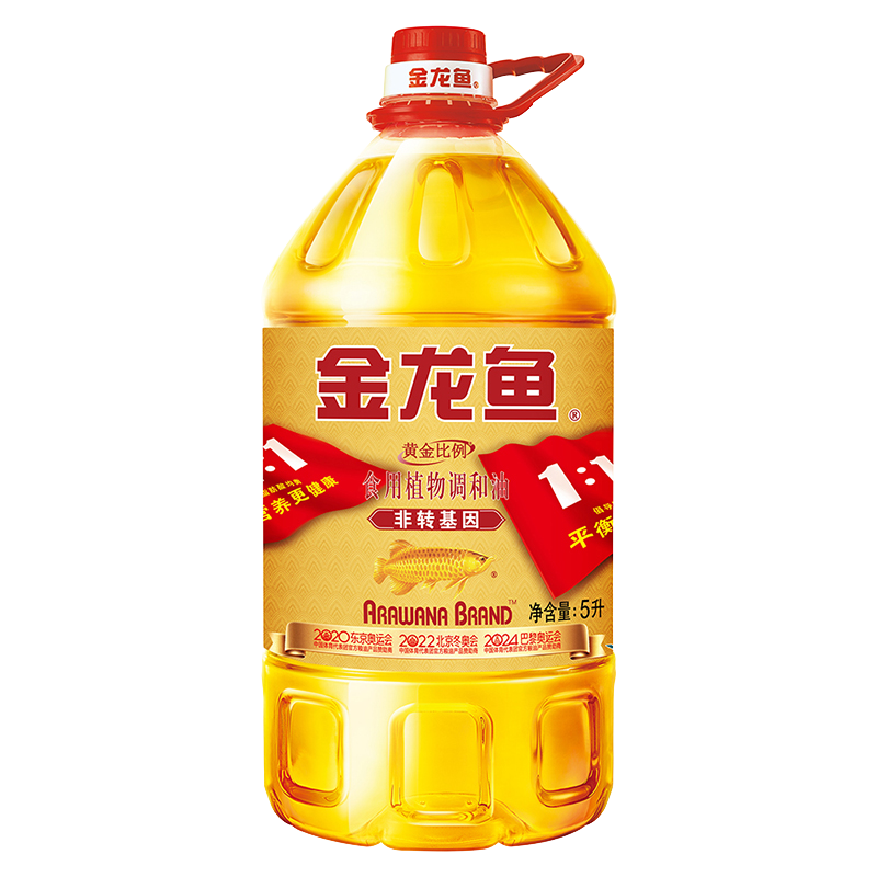 金龙鱼零反黄金比例调和油5L非转基因1:1:1 炒菜烹饪食用油大桶装