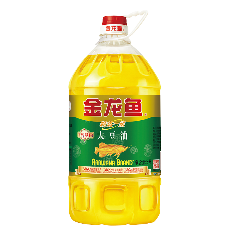 金龙鱼非转基因精炼一级大豆油5L 色拉油5升大桶装家用炒菜食用油