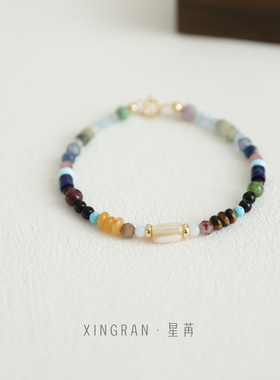 天然碧松石玛瑙手链手串女小众