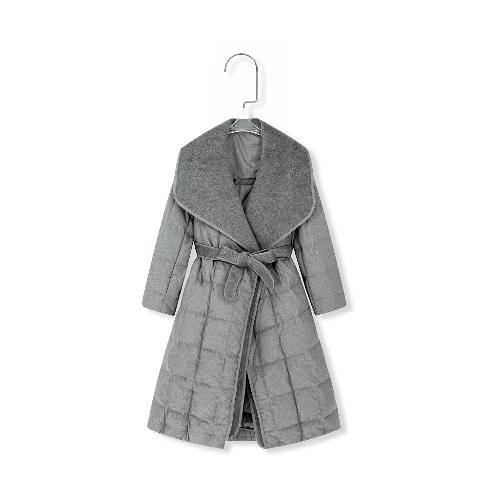 【AMU】  25年秋冬上新95鹅绒大翻领收腰菱格羽绒服