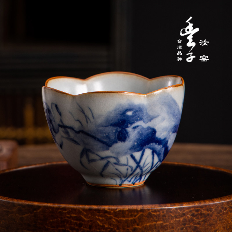 台湾丰子汝窑【手绘花葵杯】纯人工素彩夏荷香韵主人品茗杯礼盒装,餐饮具,茶杯,淘宝优惠券,粉丝福利购,淘宝优惠卷