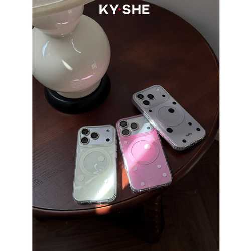 KYSHE“啵啵奶茶”圆点手机壳防摔Magsafe双层印花波点磁吸壳适用iPhone16/17promax氛围感ins风亮面保护壳