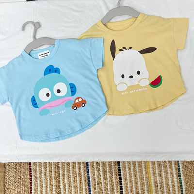 【沫沫家】日单原单夏季儿童短袖T恤可爱帕恰狗丑鱼上衣可爱半袖