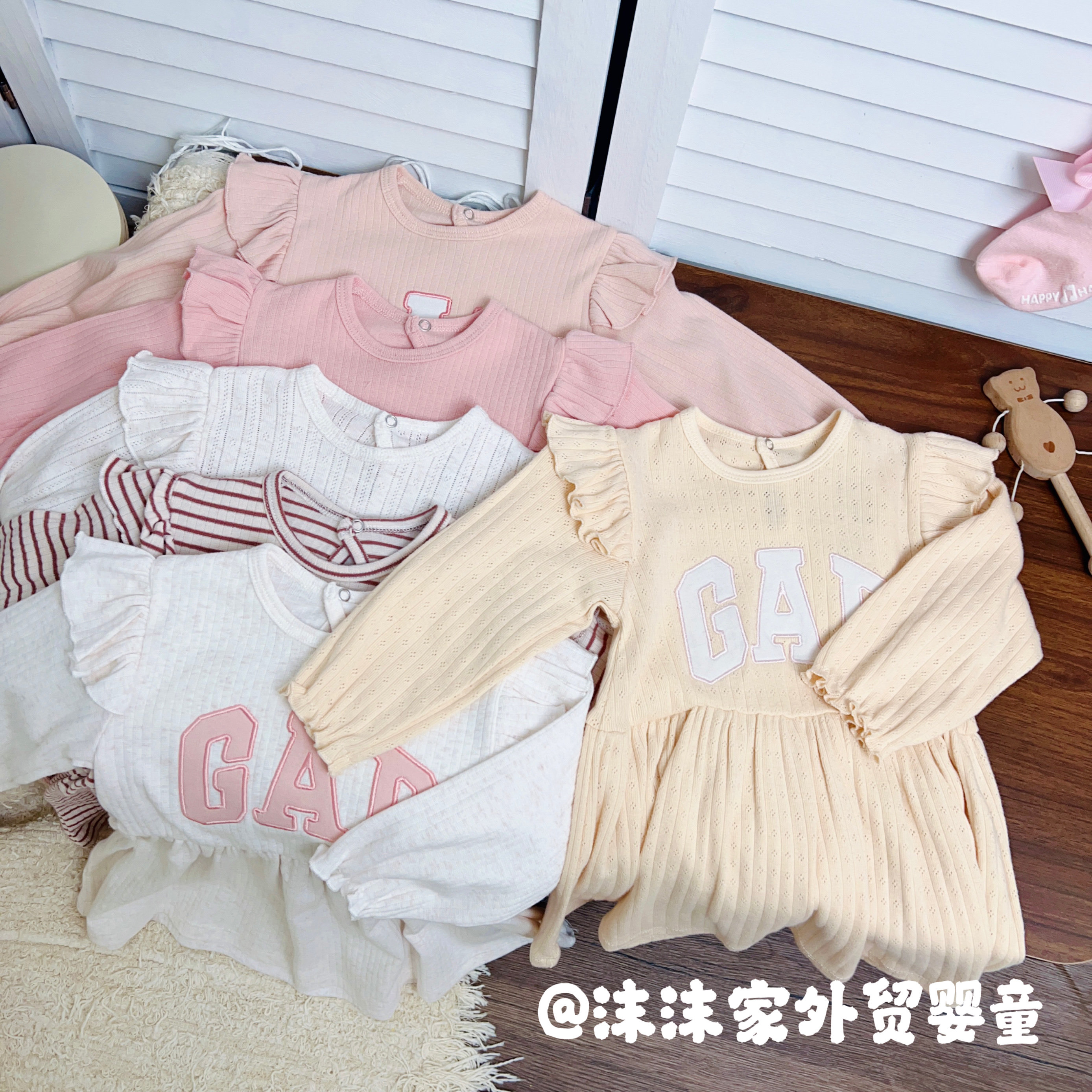 【沫沫家】外贸G家刺绣春秋款纯棉长袖女宝宝飞飞袖女宝小裙子