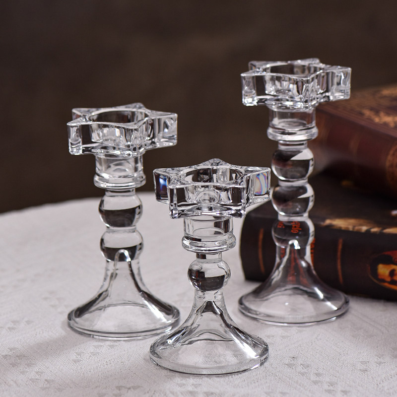 欧式复古透明玻璃烛台家用烛光晚餐浪漫气氛香薰蜡烛台座装饰摆件