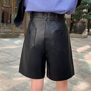 leather loose pants shorts冬2023宽松五分皮裤 Winter 短裤 2023