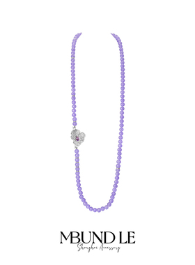 摩邦珠宝三色堇紫水晶项链