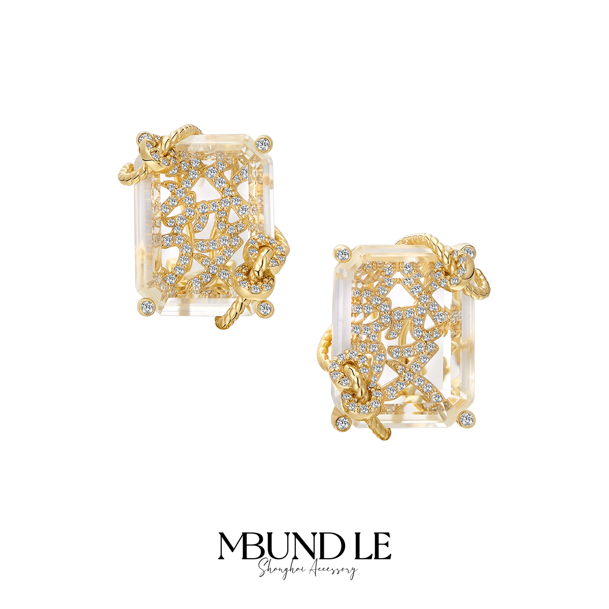 摩邦珠宝新年快乐·恭喜发财-发字耳环时尚轻奢新款生日节日礼物