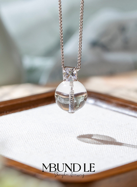 摩邦珠宝新初露珠-白水晶项链 14mm