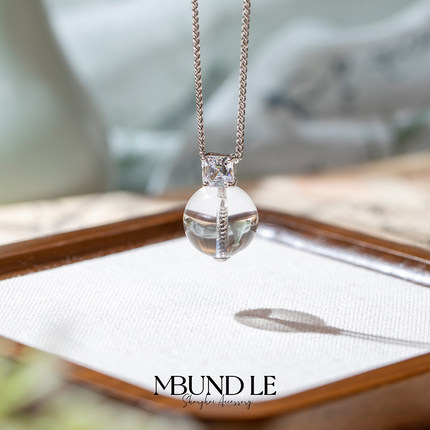 摩邦珠宝新初露珠-白水晶项链 14mm