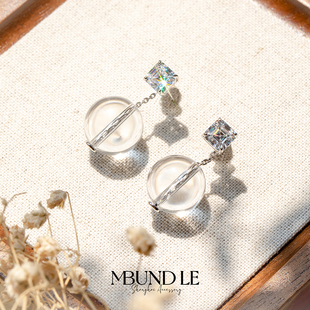 摩邦珠宝新初露珠-白水晶耳环一对