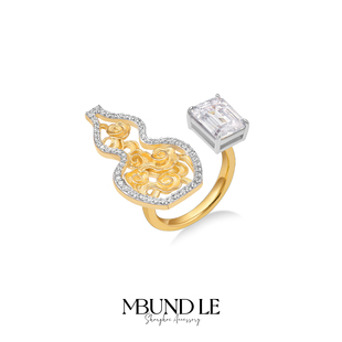 摩邦珠宝圆明有园·祥云葫芦戒指开口可调节中国风女款节日礼物