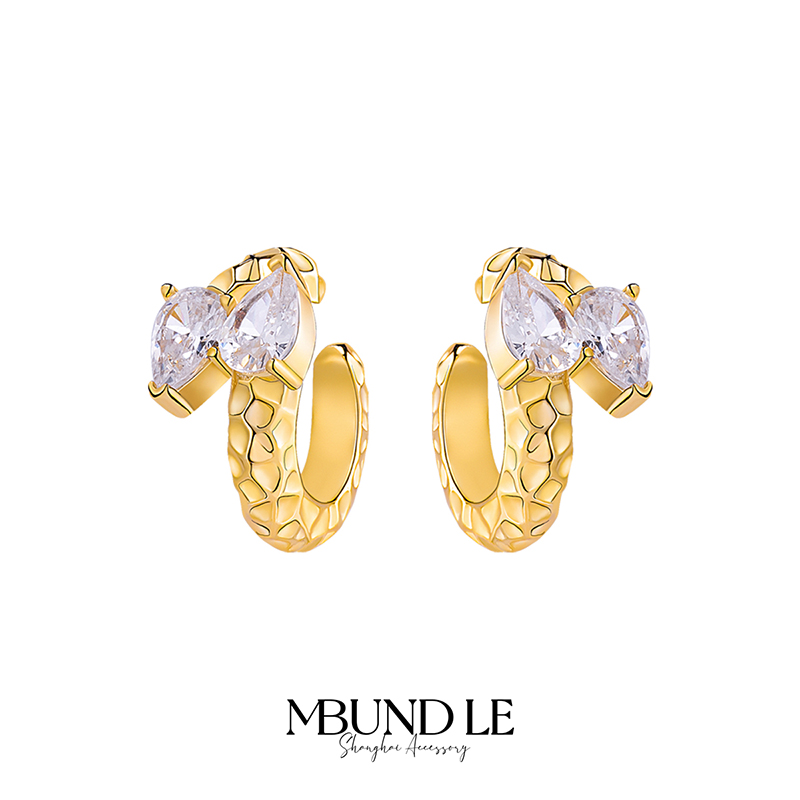 摩邦珠宝蛇来运转系列-金色耳骨夹女款耳饰时尚