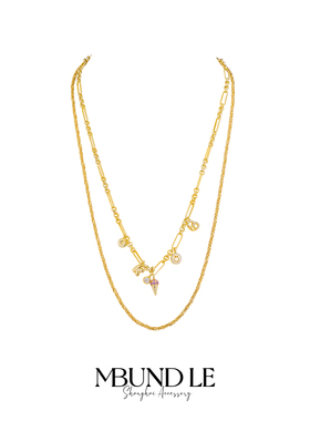 摩邦珠宝冰激凌微笑ok项链+麻花链