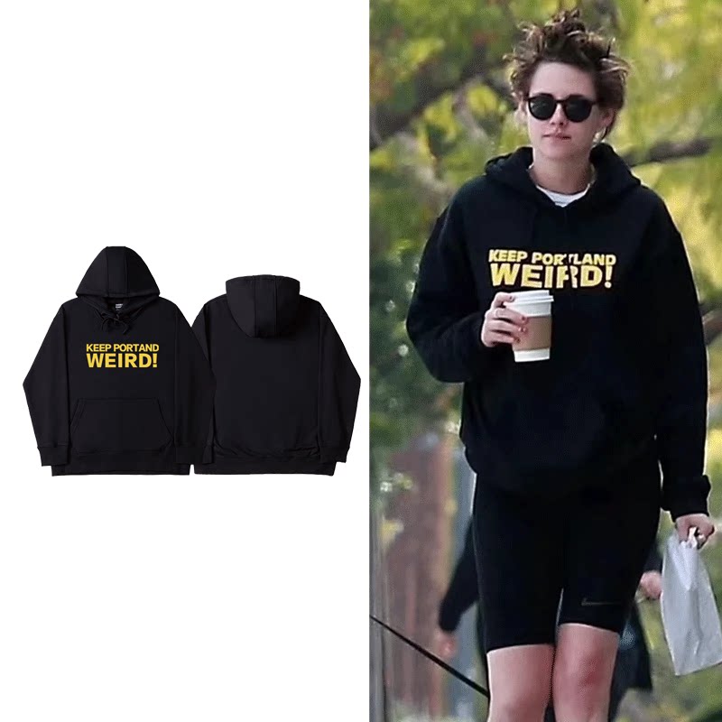 KristenStewart同款连帽卫衣秋冬潮小K长袖Keep Portland Weird