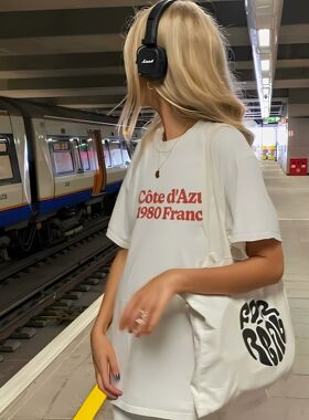 Côte d＇Azur 1980France趣味英文短袖T恤夏季纯棉半袖潮小众