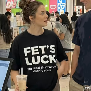 wrong趣味英文短袖 潮 LUCK 半袖 纯棉 T恤夏季 that read you FET