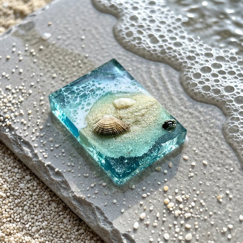 纯手工小礼品海浪贝壳滴胶海洋树脂小清新旅游纪念品磁吸冰箱贴