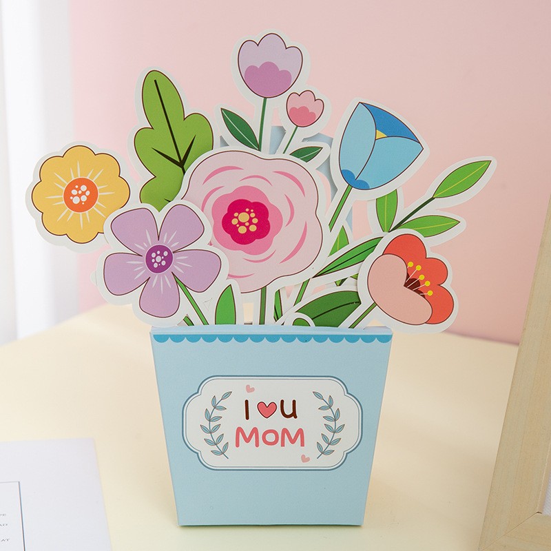 母亲节送妈妈手工diy盆栽花束立体贺卡制作材料儿童幼儿园礼ce16