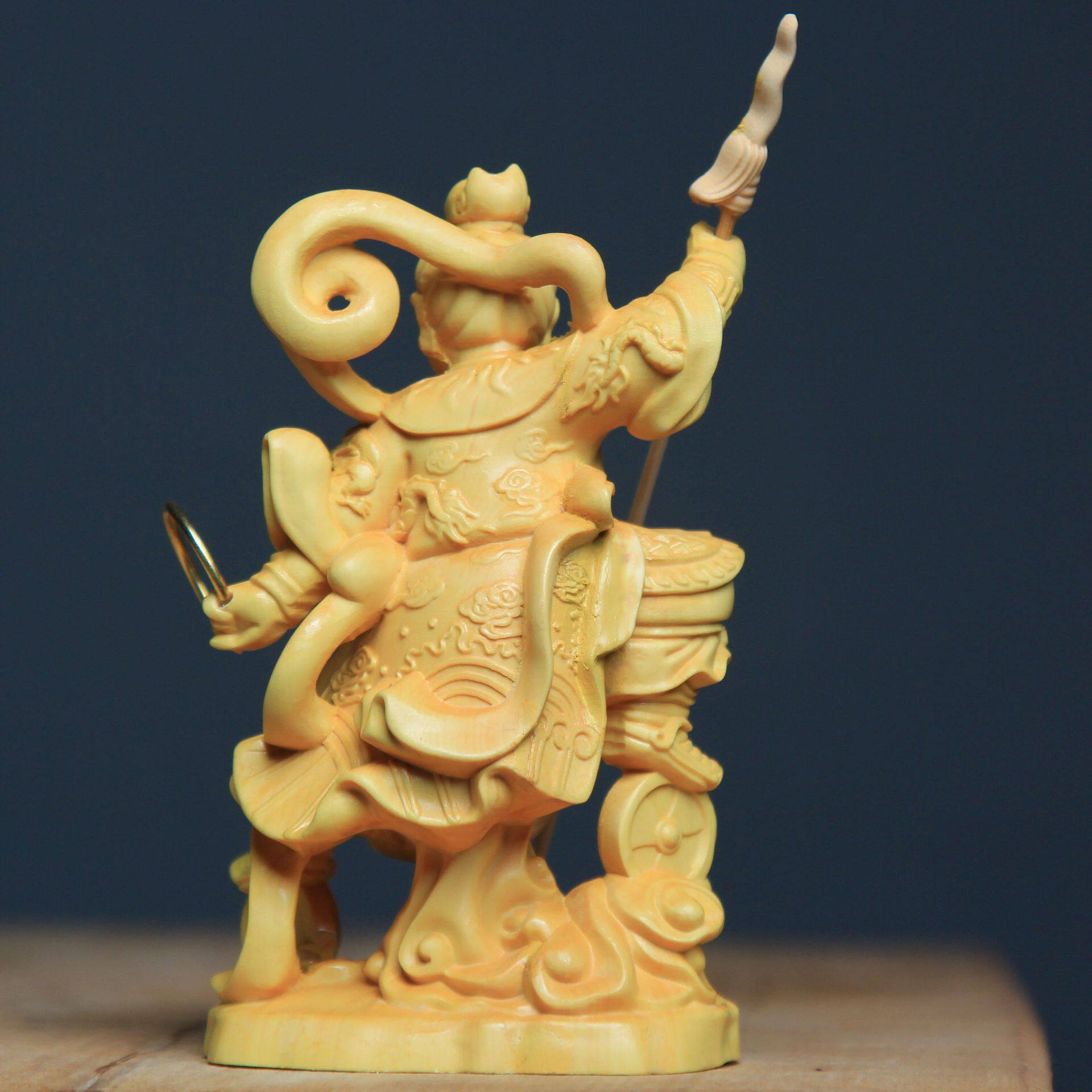 崖柏黄杨木木雕九天玄女木雕神像骑凤踏凤九天玄女娘娘圣母摆件